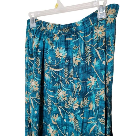 Sag Harbor Maxi Skirt Size XL Blue Floral Front Buttons Elastic Waist - Picture 10 of 11